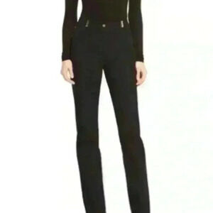 St. John Sport By Marie Gray Gold Accent High Rise Straight Leg Trousers Size 10